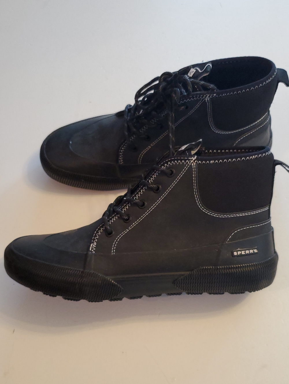 Sperry Men's HALYARD STORM Black Lace-Up Waterproof Boat Boots